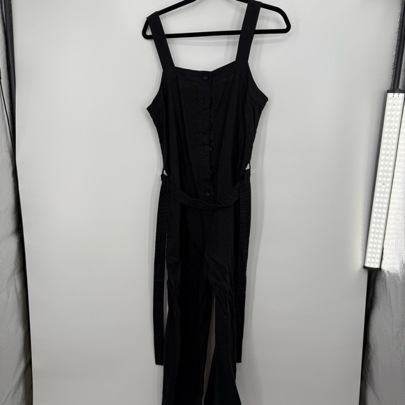 EVERLANE The Linen Picnic Jumpsuit Black Sleeveless Button-Up Size 8 - Picture 5 of 12